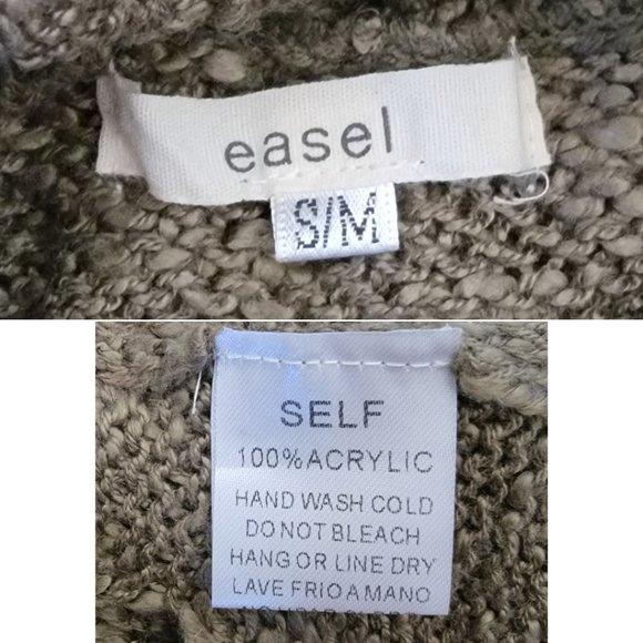 Easel Distressed Open Shoulder Sweater- Olive - Picture 4 of 4